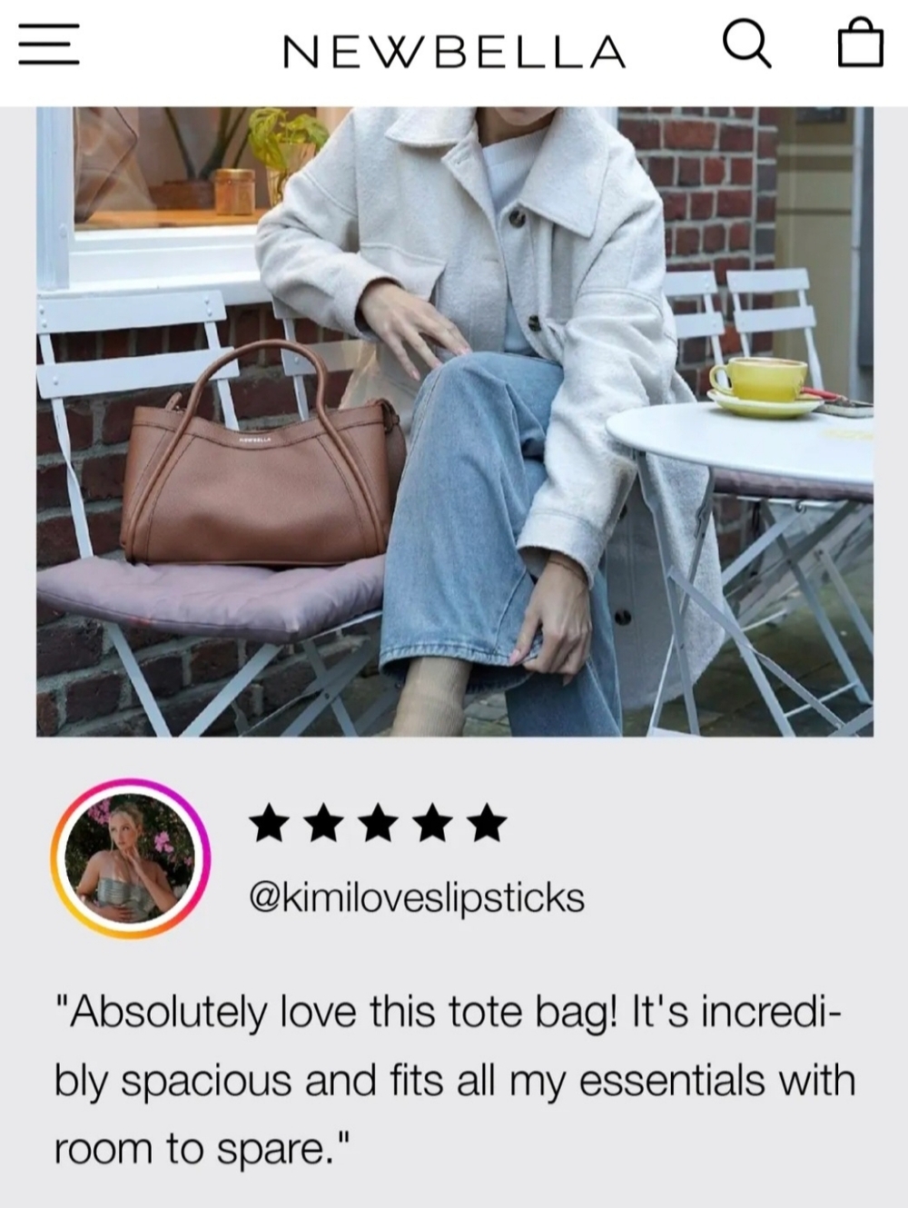 Newbella Kelly Brown Lightweight Faux Leather Top-Handle Shoulder Tote Bag NEW - Picture 10 of 16